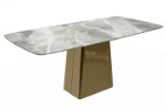 Picture of 55"/62"/71" Dining Table with Sintered Stone or Glass Rectangular Top and Gold Stainless Steel Base