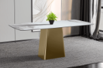 Picture of 55"/62"/71" Dining Table with Sintered Stone or Glass Rectangular Top and Gold Stainless Steel Base