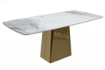 Picture of 55"/62"/71" Dining Table with Sintered Stone or Glass Rectangular Top and Gold Stainless Steel Base