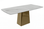 Picture of 55"/62"/71" Dining Table with Sintered Stone or Glass Rectangular Top and Gold Stainless Steel Base