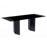 Picture of 55"/62"/71" Dining Table with Rectangular Glass/Sintered Stone Tabletop and Black Steel Legs