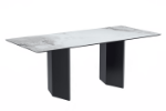 Picture of 55"/62"/71" Dining Table with Rectangular Glass/Sintered Stone Tabletop and Black Steel Legs