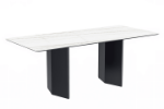 Picture of 55"/62"/71" Dining Table with Rectangular Glass/Sintered Stone Tabletop and Black Steel Legs