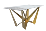Picture of 55"/62"/71" Wide Dining Table with Rectangular Sintered Stone/Glass Tabletop and Steel Legs