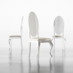 Picture of Classic Fancy White/Walnut Carmen Side Chair with Premium Fabric