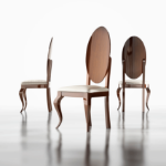 Picture of Classic Fancy White/Walnut Carmen Side Chair with Premium Fabric