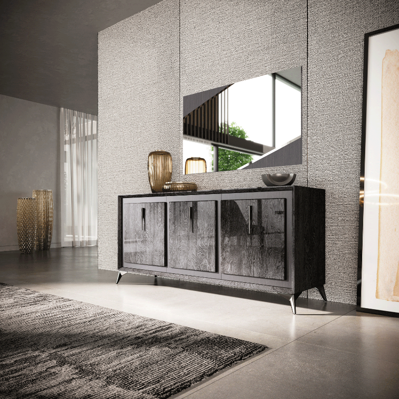 Picture of 74.8" x 34.4" Inch 3 Door Buffet w/ Mirror