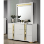 Picture of White Gold and Black Gold Dresser and Mirror