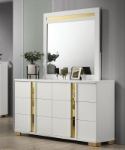 Picture of White Gold and Black Gold Dresser and Mirror