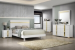 Picture of White Gold Dresser and Mirror