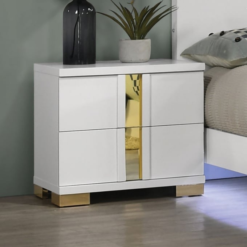 Picture of White Gold And Black Gold Two Drawer Night stand