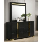 Picture of Black Gold Dresser and Mirror