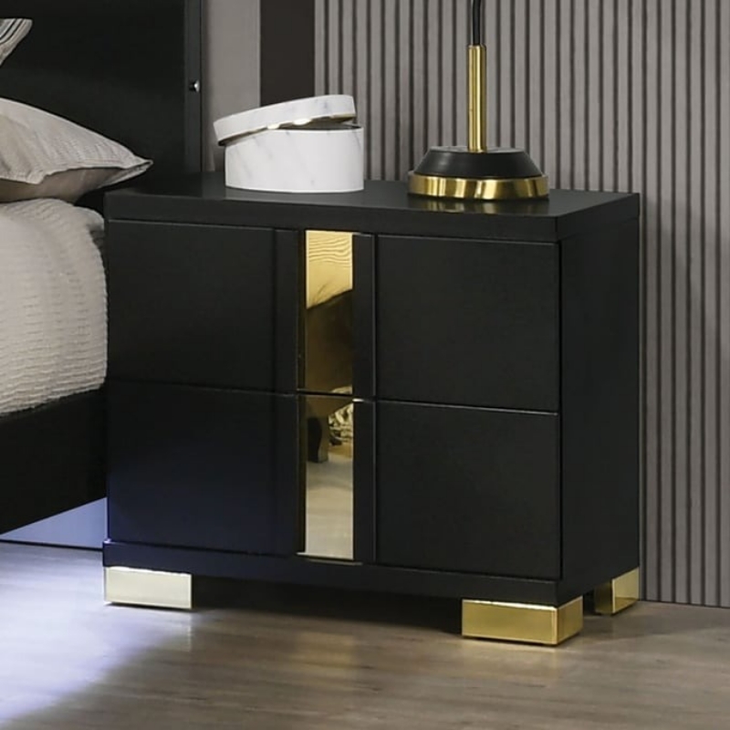 Picture of Black Gold Two Drawer Night stand