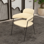 Picture of Dining Chair with Curved Open-Back Design and Black Stainless Steel Legs