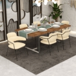 Picture of Dining Chair with Curved Open-Back Design and Black Stainless Steel Legs