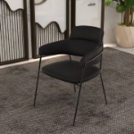 Picture of Dining Chair with Curved Open-Back Design and Black Stainless Steel Legs