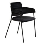 Picture of Dining Chair with Curved Open-Back Design and Black Stainless Steel Legs