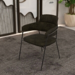Picture of Dining Chair with Curved Open-Back Design and Black Stainless Steel Legs