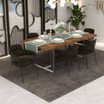 Picture of Dining Chair with Curved Open-Back Design and Black Stainless Steel Legs