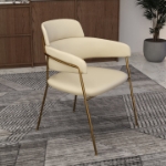 Picture of Dining Chair with Curved Open-Back and Arms and Gold Stainless Steel Legs