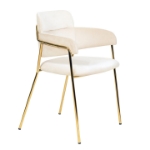 Picture of Dining Chair with Curved Open-Back and Arms and Gold Stainless Steel Legs