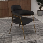 Picture of Dining Chair with Curved Open-Back and Arms and Gold Stainless Steel Legs