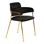Picture of Dining Chair with Curved Open-Back and Arms and Gold Stainless Steel Legs