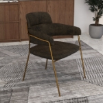 Picture of Dining Chair with Curved Open-Back and Arms and Gold Stainless Steel Legs