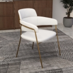 Picture of Dining Chair with Curved Open-Back and Arms and Gold Stainless Steel Legs