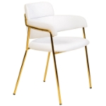 Picture of Dining Chair with Curved Open-Back and Arms and Gold Stainless Steel Legs