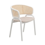 Picture of Dining Armchair with White/Black Steel Legs and Black/Brown Wicker Back