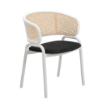 Picture of Dining Armchair with White/Black Steel Legs and Black/Brown Wicker Back