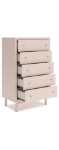 Picture of 32.68"W x 52.48"H Five Drawer Wood Blush Chest