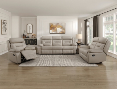 Show details for Genuine Leather Reclining Sofa, Love Seat and Chair Picture of Genuine Leather Reclining Sofa, Love Seat and Chair