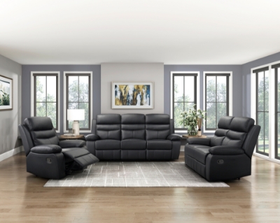 Show details for Genuine Leather Reclining Sofa, Love Seat and Chair Picture of Genuine Leather Reclining Sofa, Love Seat and Chair