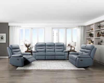 Show details for Genuine Leather Reclining Sofa, Love Seat and Chair Picture of Genuine Leather Reclining Sofa, Love Seat and Chair