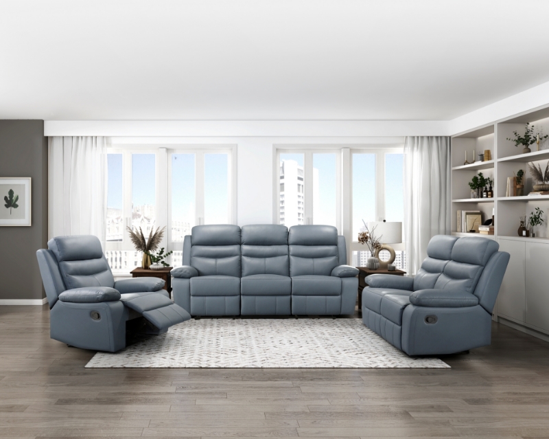Picture of Genuine Leather Reclining Sofa, Love Seat and Chair