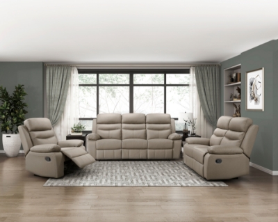 Show details for Genuine Leather Reclining Sofa, Love Seat and Chair Picture of Genuine Leather Reclining Sofa, Love Seat and Chair