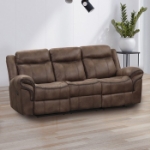 Picture of Brown Leatherette Manual Sofa, Loveseat and Recliner