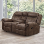 Picture of Brown Leatherette Manual Sofa, Loveseat and Recliner