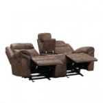 Picture of Brown, Dark Gray, Warm Gray and Black Leather Sofa, Loveseat and Recliner