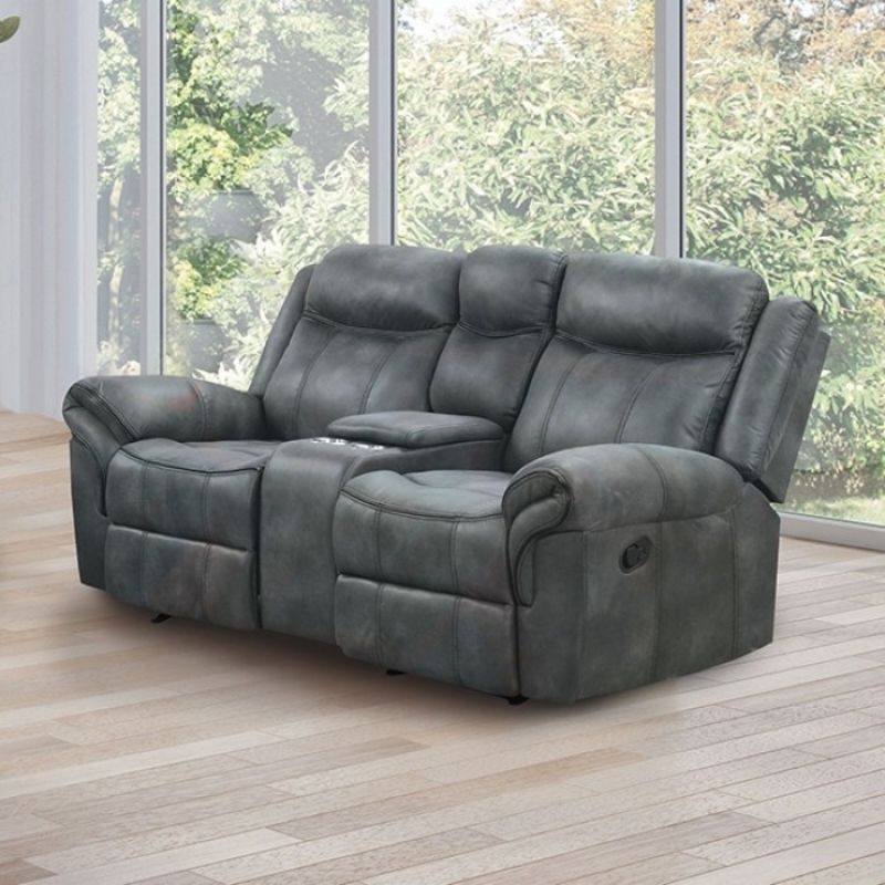 Picture of Dark Gray Leatherette Manual Loveseat
