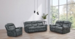 Picture of Dark Gray Leatherette Manual Sofa, Loveseat and Recliner