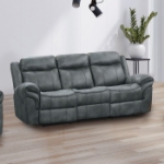 Picture of Dark Gray Leatherette Manual Sofa, Loveseat and Recliner