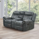 Picture of Dark Gray Leatherette Manual Sofa, Loveseat and Recliner
