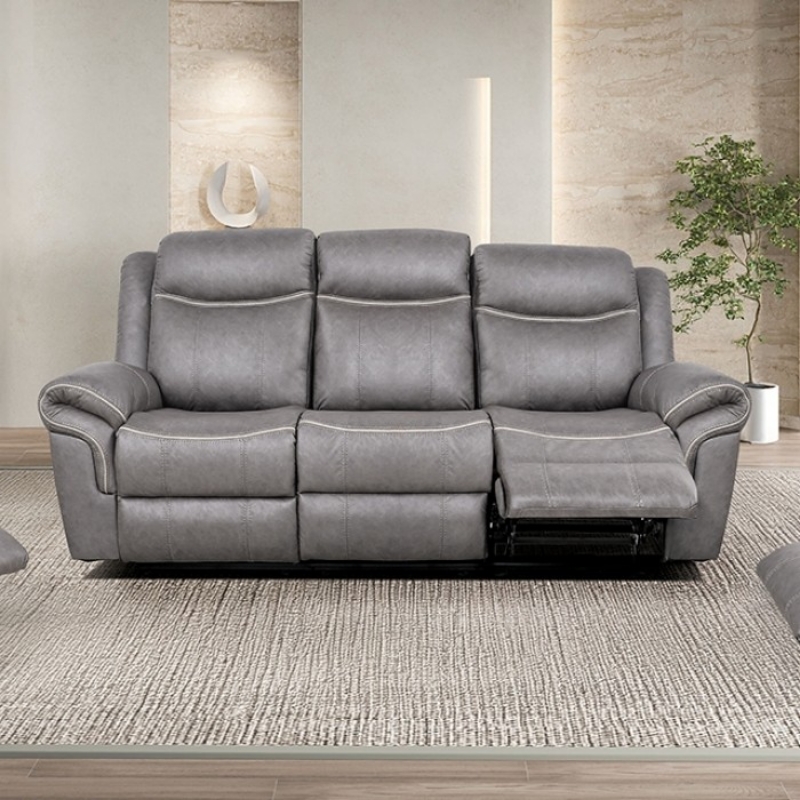 Picture of Warm Gray Leatherette Manual Sofa