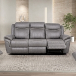 Picture of Warm Gray Leatherette Manual Sofa, Loveseat and Recliner