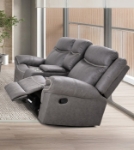 Picture of Warm Gray Leatherette Manual Sofa, Loveseat and Recliner