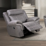 Picture of Warm Gray Leatherette Manual Sofa, Loveseat and Recliner