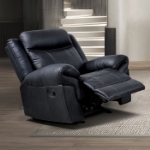 Picture of Black Leatherette Manual Sofa, Loveseat and Recliner
